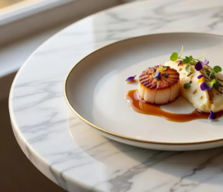 Művészien tálalt fine dining fogás prémium budapesti étteremben